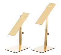 sourcing map Zapato Exhibición Soporte 2 Paquete Ajustable Altura Alto Tacón Zapato Elevadores Metal Zapato Estante Soporte para Hogar Minorista Tienda Suministros - Oro