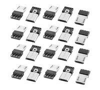 Sourcingmap 10 Unidades Micro USB Macho Tipo B 5-Pin Puerto del Gato Conector De Soldadura