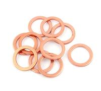 sourcingmap® 10pcs de 22 mm x 16 mm x 2 mm plana de cobre del anillo Crush arandela de sellado de juntas de tornillos
