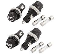 sourcingmap® 4 pcs negro montado en panel de soldadura de tapón de rosca hembra Portafusibles fusibles w 5x20mm