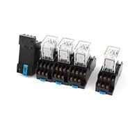 sourcingmap® 5 pcs Relé de alimentación de Propósito General w Base del zócalo DC 24V de bobina de 14 pines 4PDT LED verde