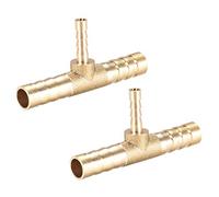 Sourcingmap 8 mm x 4 mm x 8 mm manguera de latón reductor de barra en T con 3 vías Conector de púas de aire de agua combustible gas 2 piezas
