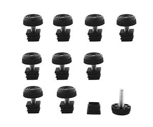 Sourcingmap - Patas de nivelación 20 x 20 mm cuadrado tubo Insertos Kit Muebles Glide ajustable nivelador para mesa pierna 10 juegos