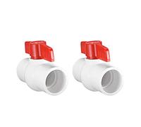 Sourcingmap - Válvula de bola de PVC de suministro de agua, pomo de tubería, grifo, extremos deslizantes, agujero interior de 1-1/4 pulgadas de diámetro, color rojo y blanco, 2 unidades