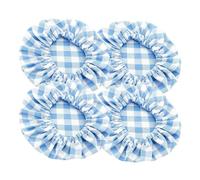 Sourdough Jar Cover - 10x10x1cm Bread Fermentation Lids | Reusable Breathable Cloth Sealing Tops | Classic Check Pattern Fits 3-4 Inches Blue | Bakers Beginners Professionals Mothers Home Bakery