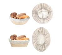 Sourdough Liners - 4 Pack Bread Proofing Basket Cloths | 2 Round + 2 Oval 10 Inch | Reusable Dough Bowl Covers For Sourdough Baking Fermentation Proofing Baskets