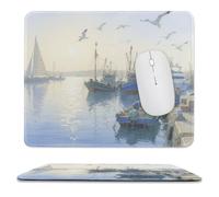 Sous-Main imperméable Early Morning Harbor Avec coutures Anti-effilochage et Dessous en Caoutchouc antidérapant, idéal pour Souris Sans Fil au Bureau et à la Maison.