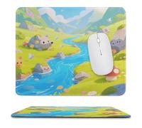 Sous-main imperméable « Étranges rochers dans le ruisseau » avec coutures anti-effilochage et dessous en caoutchouc antidérapant. Tapis de souris pour souris sans fil, idéal pour le bureau et la mai