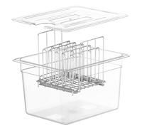 Sous Vide - Contenedor de 12 litros con tapa y estante para cocinar palillos Sous Vide, recipiente transparente multifuncional adecuado para pescado, carne y verduras