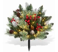 Sousi Relleno de urna para árbol de Navidad, pinos artificiales iluminados con estaca de trípode, 8 modos y temporizador, funciona con pilas, relleno de macetas iluminadas para exteriores, decoración