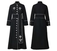Soutane Pritre Clero Roman Vestido Cassock Chaquetas Litúrgicas Vestido De Sacerdote Católico Romano Retro Medieval Traje De Cosplay Disfraz De Carnaval, Negro , XL