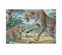 South African Guepardos Puzzles 300 Piezas Estera Portátil Plegable Animal de compañía Lindo Rompecabezas para Adultos Desafío Intelectual Aliviar Estrés Decoración Hogar 3D 300 PCS
