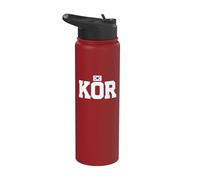 South Korea Country Code with Flag Trendy College Style Stainless Steel Insulated Water Bottle