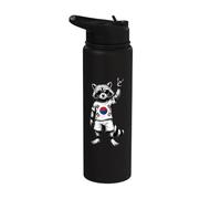 South Korean Flag Raccoon Funny South Korea Stainless Steel Insulated Water Bottle