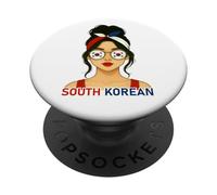 South Korean Girl South Korea Flag South Korean Girlfriend PopSockets PopGrip Adhesivo