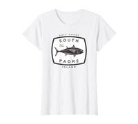 South Padre Island Texas Pesca Camiseta gráfica económica, Mujer, Blanco, L