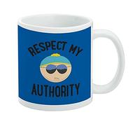 South Park Cartman Respect my Authority - Taza de café de cerámica, regalo novedoso para café, té y bebidas calientes, 11 onzas, color blanco