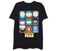 South Park Character Group T-Shirt-Kenny, Eric, Stan, Kyln, Chef Camiseta, Negro, S para Hombre