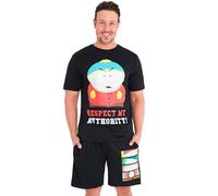 South Park Pijama Hombre Verano Divertido Stan Kyle Cartman Kenny Pijamas Cortos Hombre Originales Ropa de Dormir Regalos para Hombres (S, Negro)