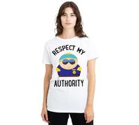South Park Respect Ladies T Shirt Camiseta, Blanco, S para Mujer