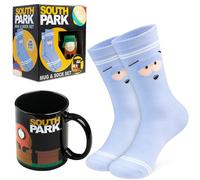 South Park Taza Hombre 330 ml y Calcetines Divertidos, Set de Taza Ceramica para Cafe, Te y Calcetines Transpirables, Regalos Hombre (Azul/Negro)