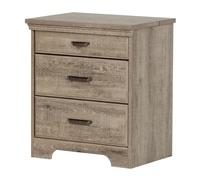 South Shore Versa - Mesita de Noche con 2 cajones y estación de Carga, Roble Desgastado, 16.4 x 23 x 27.75 Pulgadas