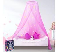 South To East Dosel de cama con estrellas brillantes, rosa, 90' x 22' x 400', tela ignífuga, tema galáctico