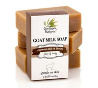 Southern Natural Goat Milk Soap Bar - 3 Pack Oatmeal Milk & Honey - For Dry Sensitive Skin. Natural Handmade Soap For Men Women Kids & Ba