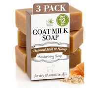 Southern Natural Goat Milk Soap Bar (3 Pack Oatmeal Milk & Honey) - For Eczema, Psoriasis & Dry, Sensitive Skin. Natural Soap For Face & Body. Handmade in USA. (Each Bar 4-4.5 oz)