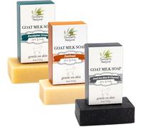 Southern Natural Goat Milk Soap Bar (Variety 3 Pack) Dead Sea Mud & Charcoal, Patchouli, Eucalyptus Grove - For Dry Sensitive Skin. (Each Bar 4-4.5 oz)