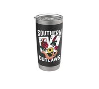 Southern Outlaws Juego de cartas Poker Lover Classic Blackjack Vaso térmico de acero inoxidable de doble pared