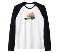 Southern Thanksgiving Station Wagon Turkey Retro Funny tee Camiseta Manga Raglan