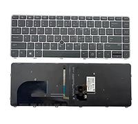 SOUTHERNINTL nuevo repalcement para HP EliteBook 745 840 G3 G4 US teclado negro con marco plateado y punto de ratón retroiluminado 836308-001 819877-001