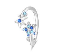 SOUTHPLUS Anillos Mujer Anillos Plata Ajustables Antiestres Concha Luna y Estrellas Mariposas Abejas Flores Regalos para Mujer Niñas (Estrella de Mar)
