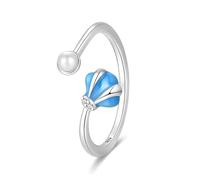 SOUTHPLUS Anillos Mujer Anillos Plata Ajustables Antiestres Concha Luna y Estrellas Mariposas Abejas Flores Regalos para Mujer Niñas (Conchas)
