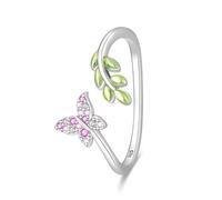 SOUTHPLUS Anillos Mujer Anillos Plata Ajustables Antiestres Concha Luna y Estrellas Mariposas Abejas Flores Regalos para Mujer Niñas (Mariposa)