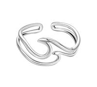 SOUTHPLUS Anillos Mujer Plata de Ley 925 Amor Anillo Minimalista Compromiso Alianzas Boda de Promesa Anillo Ajustable Anillos Mujer Oro (Double Wave)