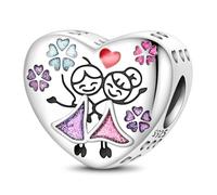 SOUTHPLUS Charms Abalorios Colgante de Cuentas Plata de Ley 925 Regalo Hermana con Circonita Cúbica Compatible con Europeo Pulsera Collar,Charms de Para Niña Mujer (Corazón Hermana)