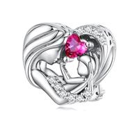 SOUTHPLUS Charms Colgante Mujer Abalorios para Pulseras, Amor Anillos, Infinito, Luna, Colgante de Joyería,Collar, Regalo Mujer Madre, Eenamorados, Plata de Ley 925 (Corazón Plata Tuerca)