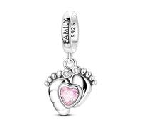 SOUTHPLUS Charms Colgante Mujer Abalorios para Pulseras, Amor Anillos, Infinito, Luna, Colgante de Joyería,Collar, Regalo Mujer Madre, Eenamorados, Plata de Ley 925 (Huella Bebe)