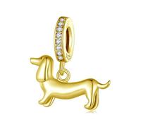SOUTHPLUS Colgante Charms Plata 925 Corazón Animales Charm Perro para Pulseras, Perlas Colgantes, Cadenas con Colgante, Joyería, Regalo para Mujeres, Familia, Amigos (Perro Salchicha Dorado)