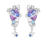 SOUTHPLUS Pendientes de plata 925, Pendientes de Libélula Pendientes Colgantes de Plata 925 para Mujer Regalo para Mujeres Novias y Niñas, con Caja deRegalo (Satélite Corazones Colores)