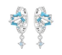 SOUTHPLUS Pendientes de plata 925, Pendientes de Libélula Pendientes Colgantes de Plata 925 para Mujer Regalo para Mujeres Novias y Niñas, con Caja deRegalo (Planeta Azul)
