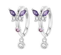 SOUTHPLUS Pendientes de plata 925, Pendientes de Libélula Pendientes Colgantes de Plata 925 para Mujer Regalo para Mujeres Novias y Niñas, con Caja deRegalo (Mariposa Morada)