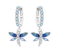 SOUTHPLUS Pendientes de plata de ley 925 con diseño de mariposa, pendientes de libélula, pendientes de plata 925, pendientes colgantes para mujer, regalo para mujeres, novias, niñas, con caja de