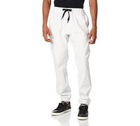 Southpole Pantalones Deportivos básicos de Sarga elástica-Tallas Regulares y Grandes y Altas Informales, Blanco, Large Hombres