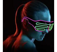 SOUTHSKY Christmas Gafas Neon LED con Luz Black Frame Led Glasses Light Luminoso de EL Alambre Light Up for Carnaval Halloween Costume Cosplay Party