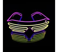 SOUTHSKY Christmas Gafas Neon LED con Luz Black Frame Led Glasses Light Luminoso de EL Alambre Light Up for Halloween Costume Cosplay Party (Rosa + Amarillo)