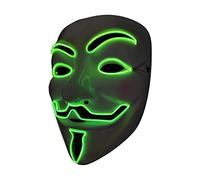 SOUTHSKY Christmas LED Mascara Disfraz de Luces Neon Led Brillante V Vendetta Mask EL Wire Light Up 3 Modos For Halloween Costume Cosplay Party (V-GREEN)