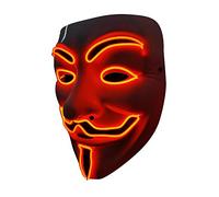 SOUTHSKY Christmas LED Mascara Disfraz de Luces Neon Led Brillante V Vendetta Mask EL Wire Light Up 3 Modos For Halloween Costume Cosplay Party (V-RED)